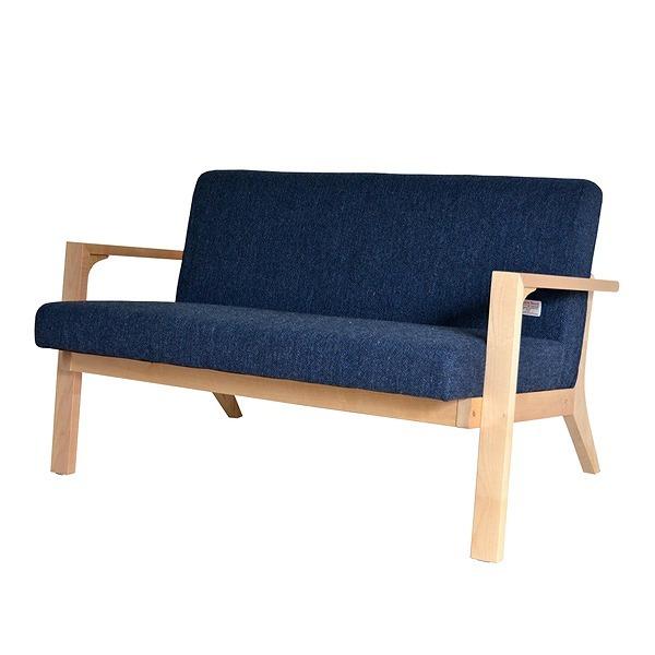 ソファ ハリスツイード HARRIS TWEED 2人掛け 幅124cm ソファー ( リビングソファ 椅子 布張り 肘掛け付き コンパクト 肘付き 2P 二人掛け ウール100% 天然木 おしゃれ 北欧 リビング ) 【 ネイビー 】 ネイビー
