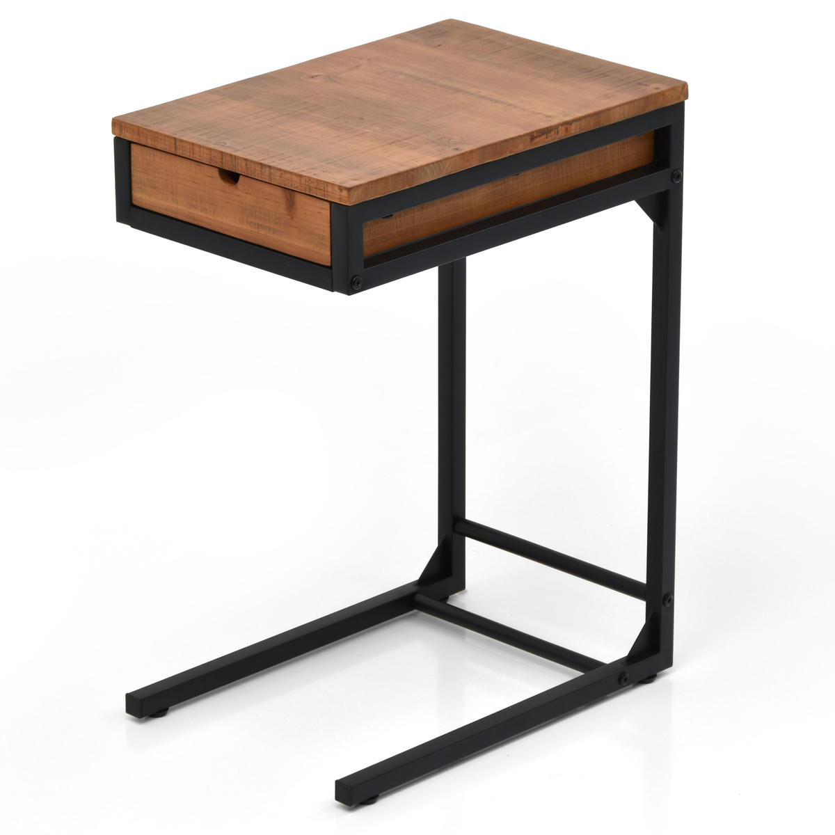 サイドテーブル コの字型 高さ58cm 収納付 infinite ( ソファサイドテーブル 木製 天然木 軽量 テーブル ソファサイド ベッドサイド 引き出し 収納 A4 スチール ソファテーブル コンパクト ミニテーブル おしゃれ )