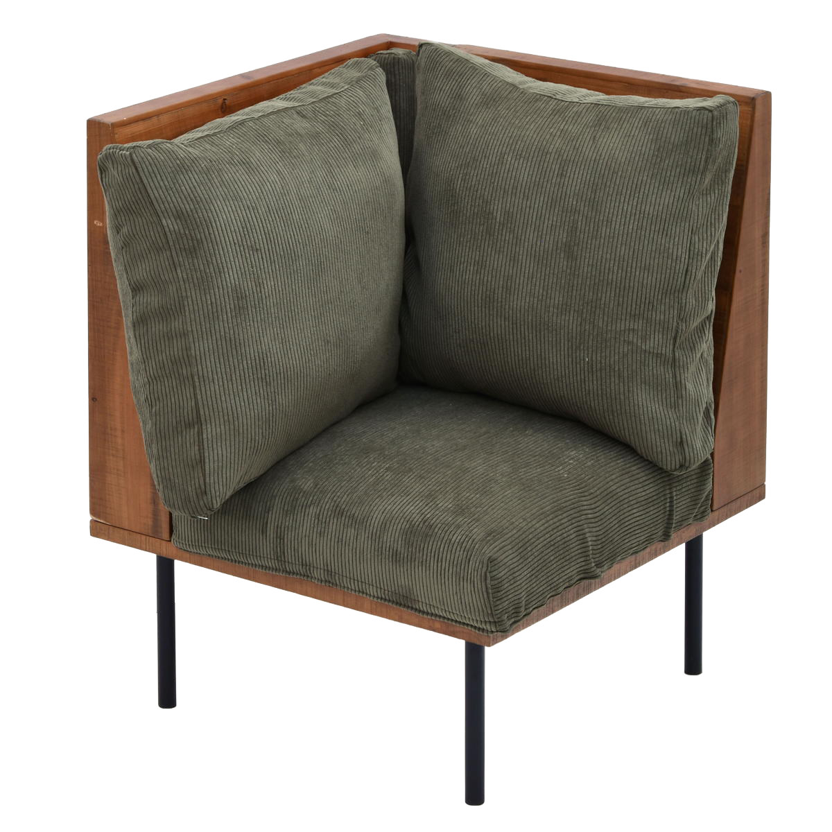 ソファ 1人掛け L字角ソファ 幅66cm 組み合わせ infinite ( ソファー 脚 取り外し チェア ローソファ コンパクト 木製 天然木 リビングソファ 省スペース ファブリック カバー ダイニングソファ 連結 レイアウト おしゃれ ) 【コーデュロイグリーン】 コーデュロイグリーン