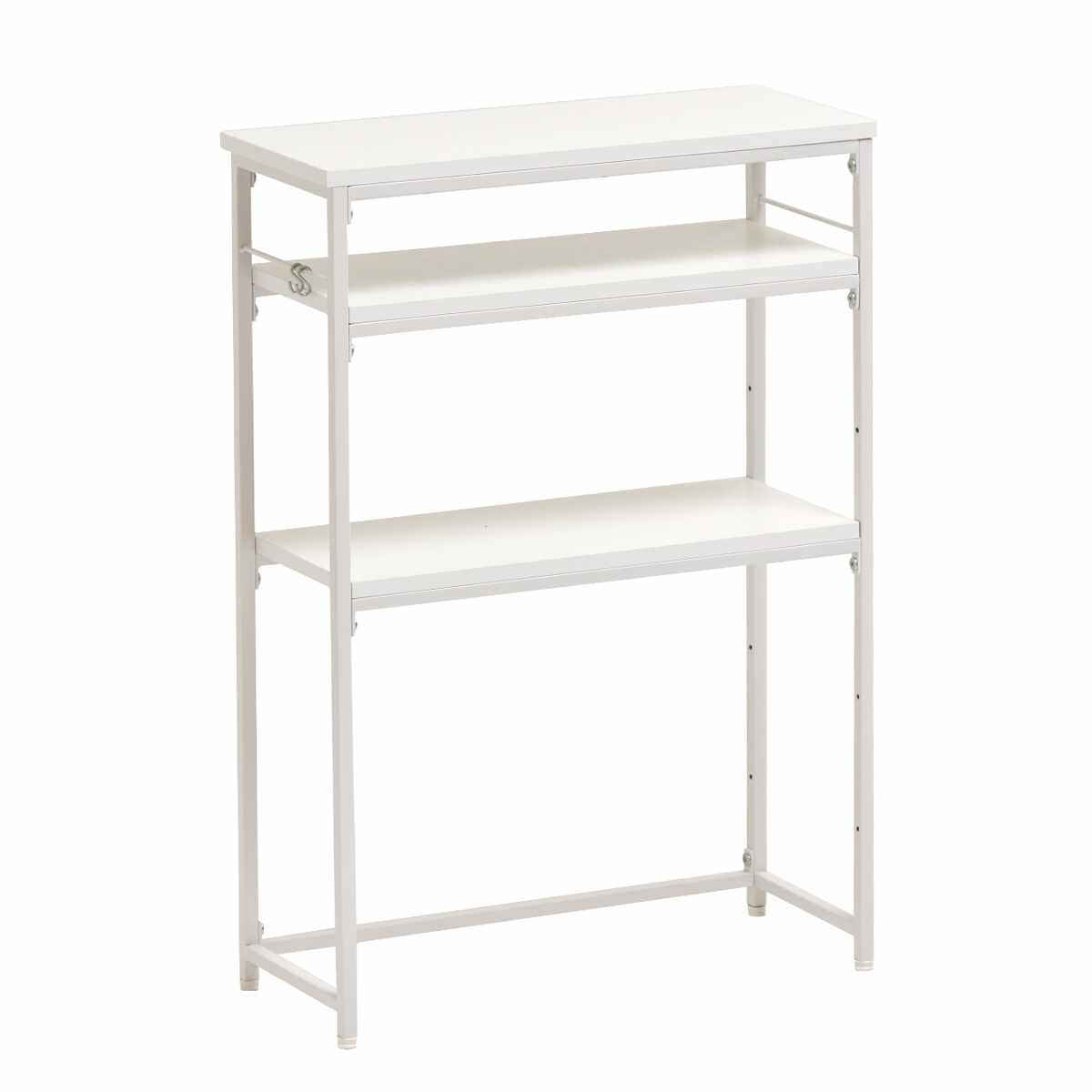 コンソールテーブル 幅50cm 収納棚付 Calm ( ラック 収納棚 飾り棚 玄関 収納 小物 ディスプレイ 棚 スリム 薄型 玄関収納 玄関ラック 高さ調節 本棚 リビング 廊下 トイレ 玄関テーブル 省スペース 奥行21cm オープンシェルフ ) 【ホワイト】 ホワイト
