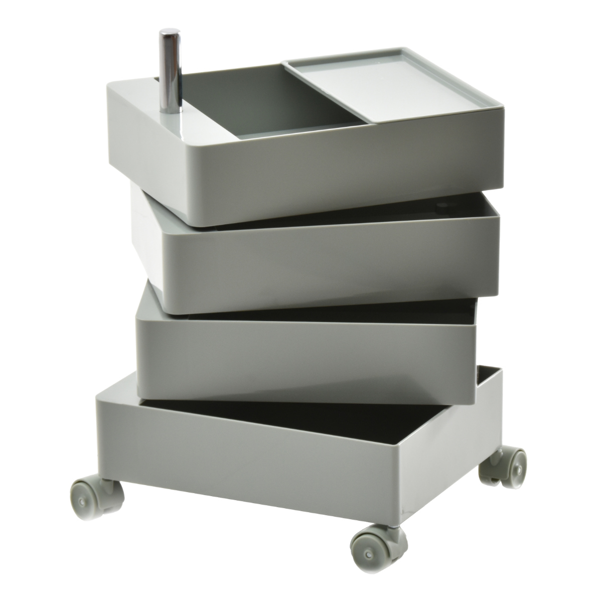 収納ワゴン 4段 360度 回転 キャスター付き ( ワゴン 収納 棚 ラック 四段 トレー トロリー サイドワゴン サイドテーブル 4段トレー デスクサイド 回転式 トレイ アイボリー ライトブラウン ライトブルー イエロー ) 【ライトブルー】 ライトブルー