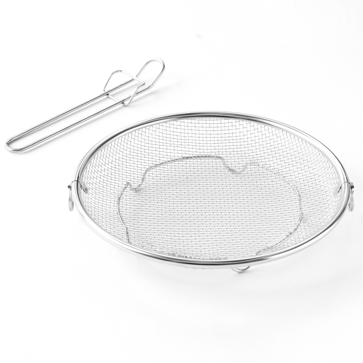 ビーワーススタイル すっきり暮らす盆ざる 22cm 持ち上げフック付き 食洗機対応 ( 盆ざる ざる 水切りザル 丸ザル 浅型 22センチ 盛り付け 水切り 湯切り 油切り 料理 下ごしらえ ステンレス 持ち手付き ステンレス製 日本製 )