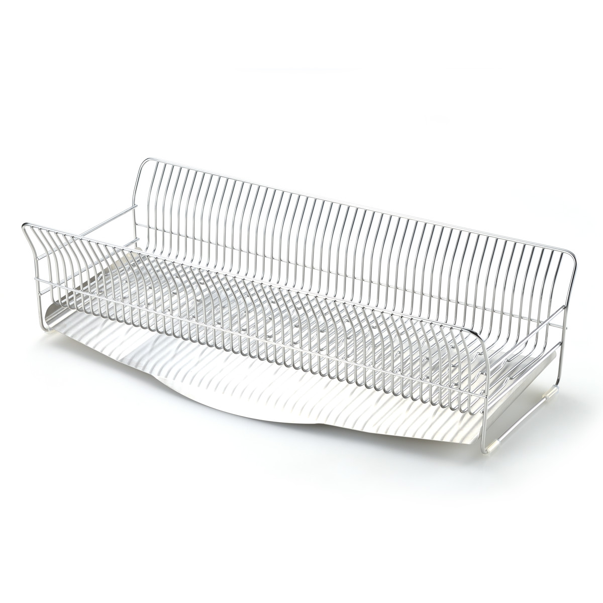 水切ラック hanauta ハナウタ 縦置き ロング カゴ&トレイ ( 水切りかご ステンレス シンク横 食器乾燥ラック 日本製 燕三条 水切り バスケット ラック 皿立て 受け皿 流れる サビにくい 丈夫 )