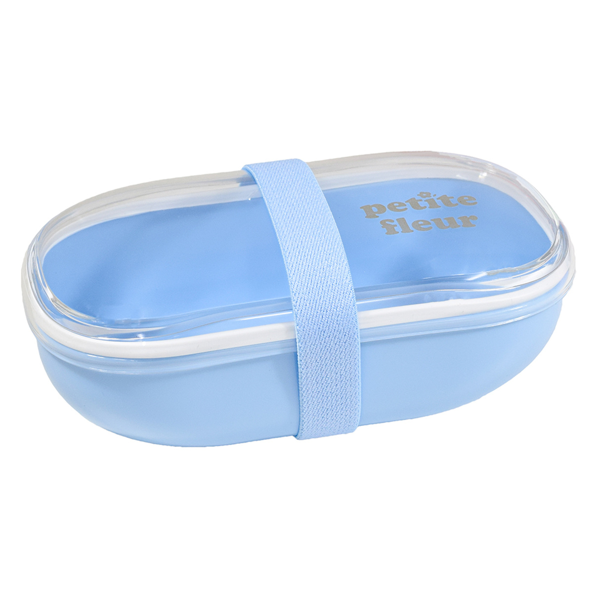 弁当箱 600ml プチフルール オーバル 1段 ランチボックス ( お弁当箱 食洗機対応 レンジ対応 ドーム蓋 女子 日本製 食洗機OK レンジOK お弁当 弁当 一段 ランチバンド付き ドーム型 おしゃれ かわいい クリア ) 【ブルー】 ブルー