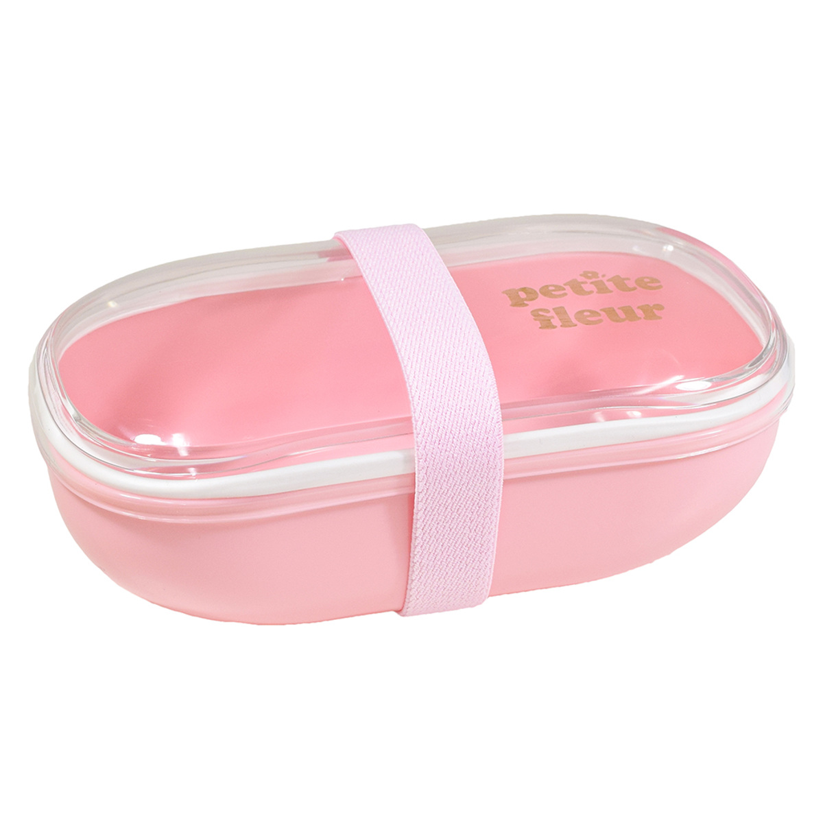 弁当箱 600ml プチフルール オーバル 1段 ランチボックス ( お弁当箱 食洗機対応 レンジ対応 ドーム蓋 女子 日本製 食洗機OK レンジOK お弁当 弁当 一段 ランチバンド付き ドーム型 おしゃれ かわいい クリア ) 【ピンク】 ピンク