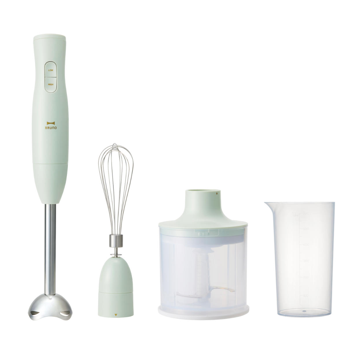 BRUNO マルチスティックブレンダー2 食洗機対応ブレンダーカップ付き ( ブルーノ ブレンダー 5way ミキサー ハンドブレンダー カップ付き 簡単 スムージー みじん切り プレゼント お祝い 贈り物 かわいい ) 【グリーン】 グリーン