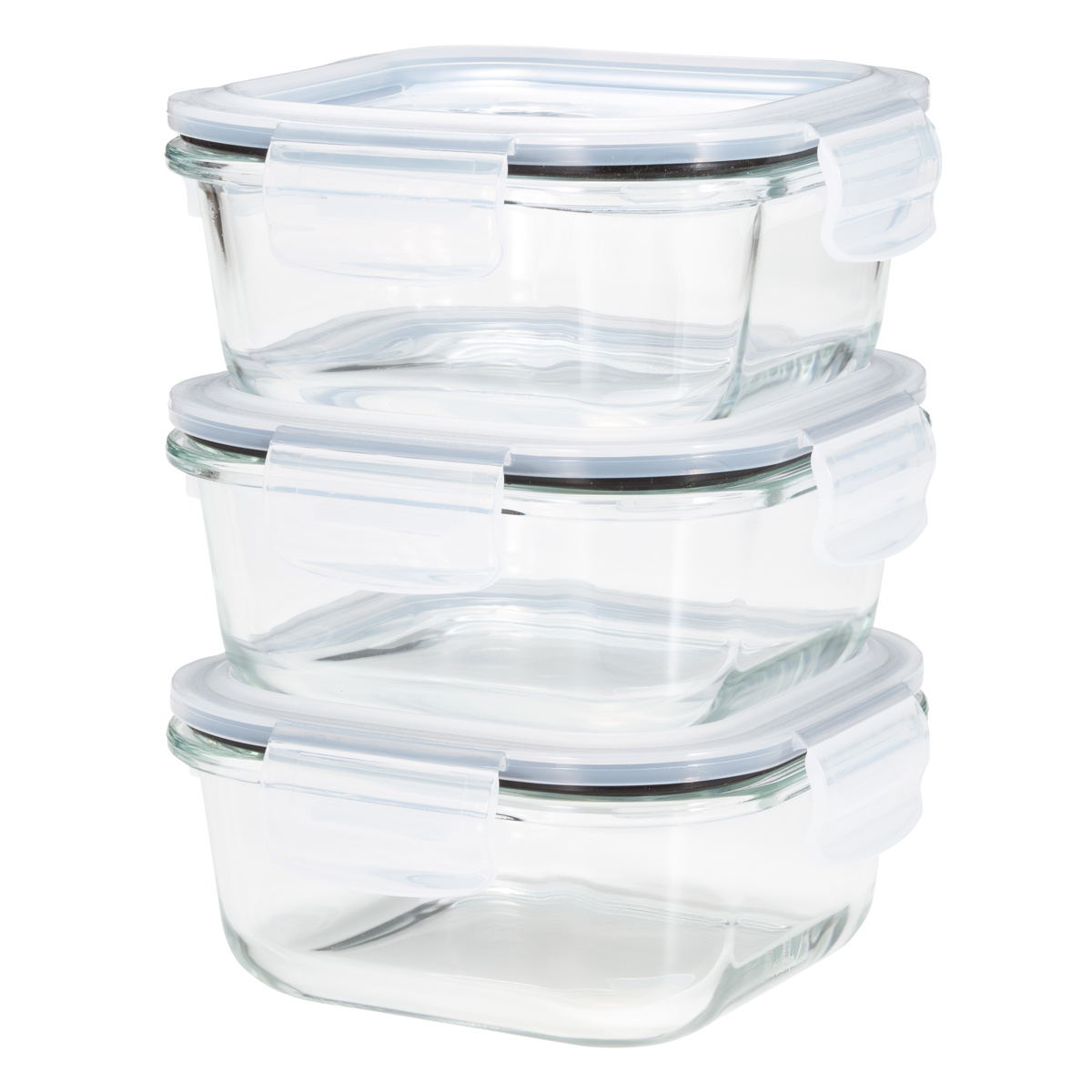 保存容器 520ml 耐熱ガラス保存容器 3個入 スクエア ( ガラス 密閉 電子レンジ対応 食洗機対応 オーブン対応 4点ロック 角型 耐熱容器 保存 容器 ガラス容器 食品保存 積み重ね )