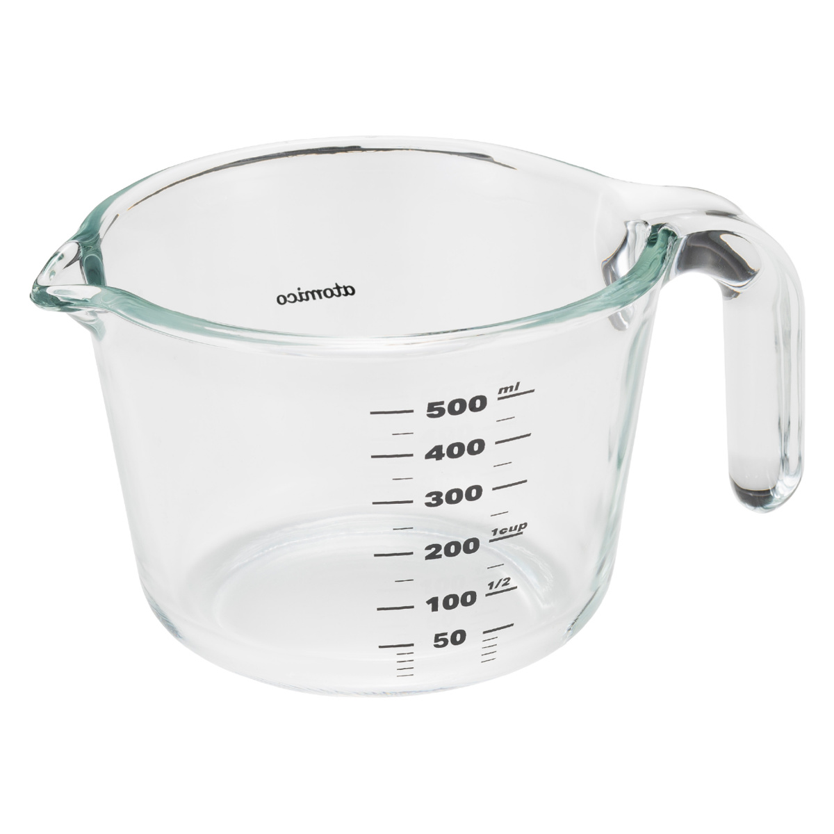 計量カップ atomico 500ml Mサイズ 耐熱ガラス 取っ手付き ( アトミコ 計量コップ メジャーカップ 計量器具 目盛り付き 食洗機対応 電子レンジ対応 冷凍対応 オーブン対応 メモリ 耐熱 ガラス製 注ぎ口付き 製菓道具 お菓子作り )