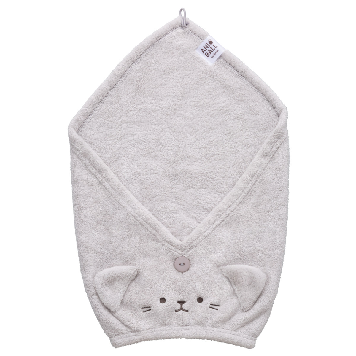 ヘアターバン 吸水 アニボール ( ヘアキャップ ドライキャップ ターバン マイクロファイバー 子供 キッズ タオル 速乾 吸水タオル 吸水キャップ 風呂上り プール ジム 動物 アニマル 耳 カットパイル ) 【ネコ】 ネコ