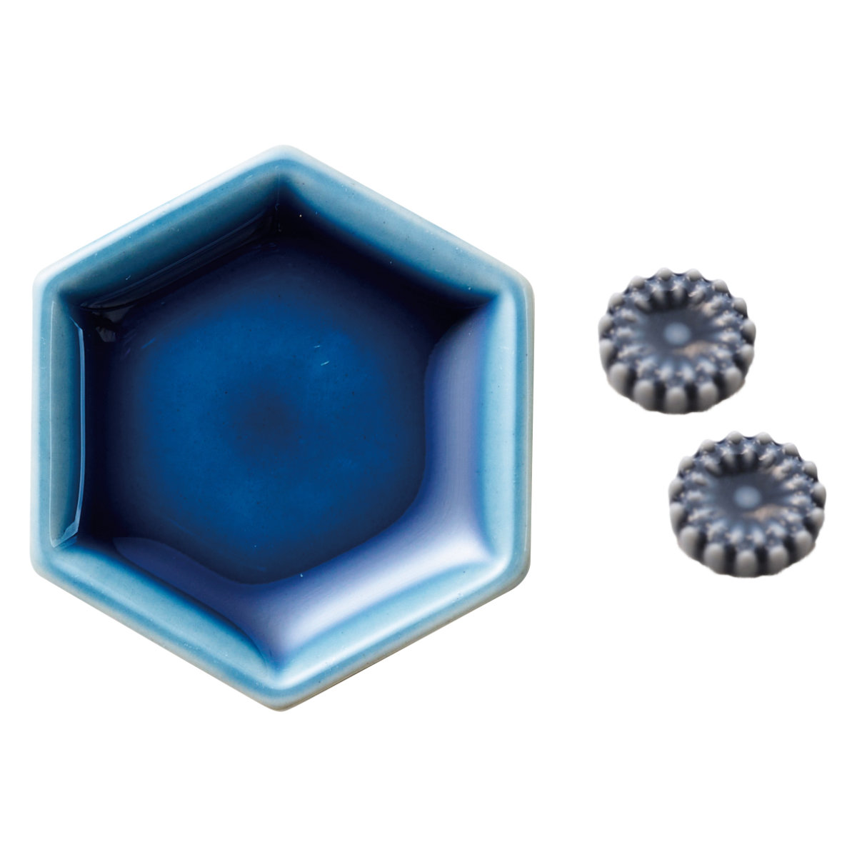 デイジーピアス 豆皿 セット ( 磁器 美濃焼 日本製 電子レンジ対応 皿 お皿 プレート 小皿 ピアス アクセサリー おしゃれ アクセサリートレー トレー トレイ アクセサリー入れ ) 【紺】 紺