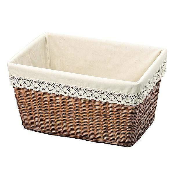 正規品 アジアン 3個セット Lサイズ レース 天然素材 収納バスケット かご 収納ボックス 布 カゴ 籠 レース生地インナー付き 収納ケース 収納 Startlinks664 Com