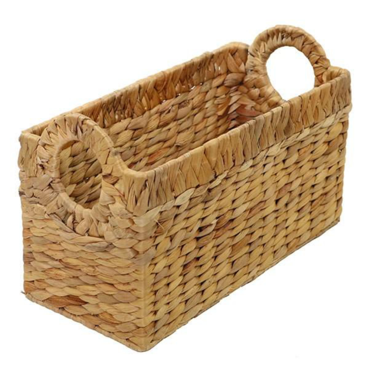 収納 バスケット 持ち手付き 約 幅35×奥行17×高22cm 小物入れ ウォーターヒヤシンス ダークブラウン ( 収納ボックス 小物 収納ケース かご カゴ 自然素材 ナチュラル 籠 リビング収納 本 アジアン ) 【ナチュラル】 ナチュラル