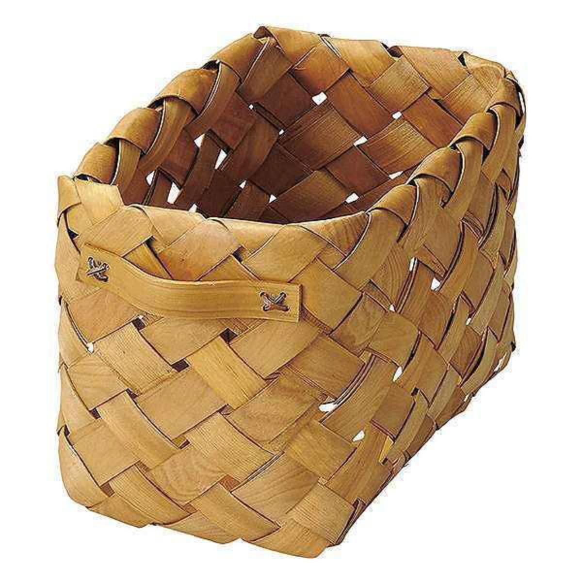 バスケット カラーボックス対応 深型 ハーフ ウッドチップ 幅18×奥行25×高さ20cm ( 収納バスケット 収納 カゴ 収納ボックス 収納かご 取っ手付き インナーボックス 小物収納 ランドリーバスケット 小物入れ 籠 天然素材 )