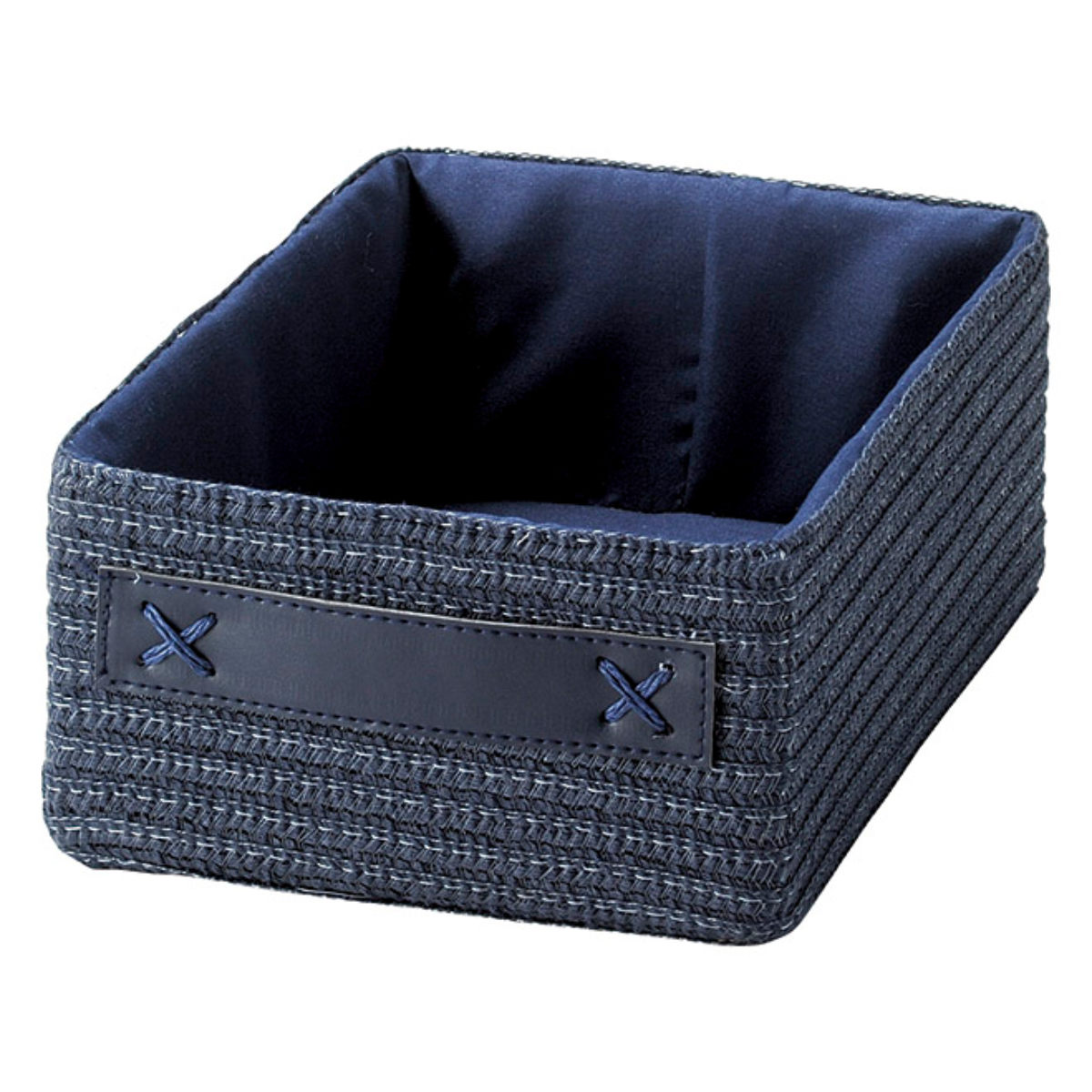 バスケット コットン 1/4サイズ 浅型 幅18×奥行26×高さ10cm ( 小物入れ 収納ケース 収納ボックス カラーボックス対応 ハーフ浅型 布製 収納 小物 整理 インナーボックス おもちゃ箱 おもちゃ メイク コスメ リビング 玄関 卓上 ) 【ネイビー】 ネイビー