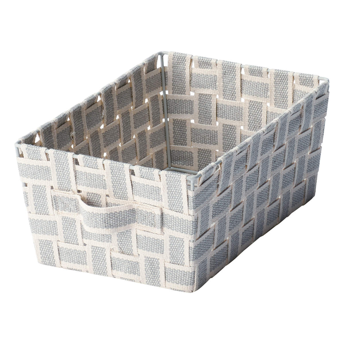 収納ボックス 取っ手付き バスケット 小物収納 布 幅18.5×奥行27×高さ12cm ( カラーボックス インナーボックス 収納 ケース ボックス インナーケース 持ち手付き ファブリック 布製 おしゃれ 引き出し ) 【ライトグレー】 ライトグレー