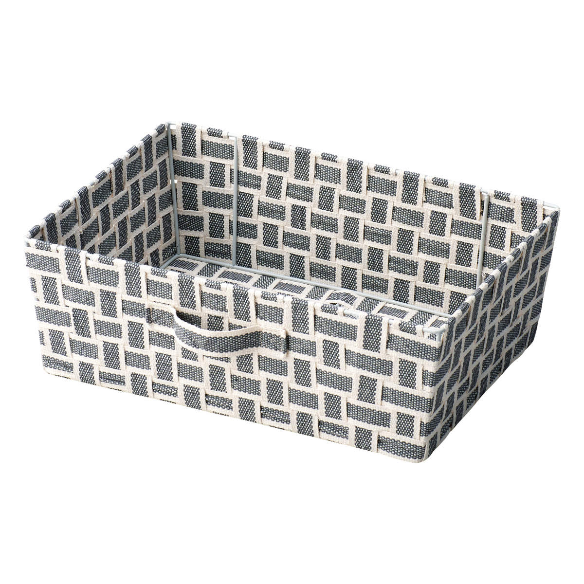 収納ボックス 取っ手付き バスケット 横ハーフ 布 幅38×奥行26×高さ13cm ( カラーボックス インナーボックス 収納 ケース ボックス インナーケース 持ち手付き ファブリック 布製 おしゃれ 引き出し ) 【グレー】 グレー