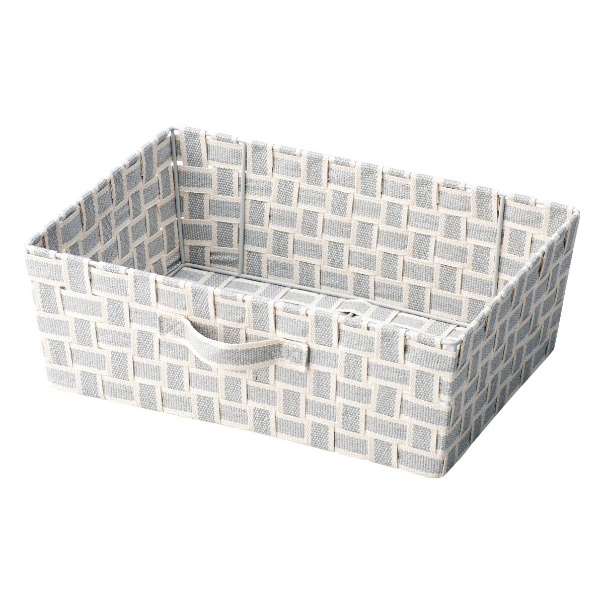 収納ボックス 取っ手付き バスケット 横ハーフ 布 幅38×奥行26×高さ13cm ( カラーボックス インナーボックス 収納 ケース ボックス インナーケース 持ち手付き ファブリック 布製 おしゃれ 引き出し ) 【ライトグレー】 ライトグレー