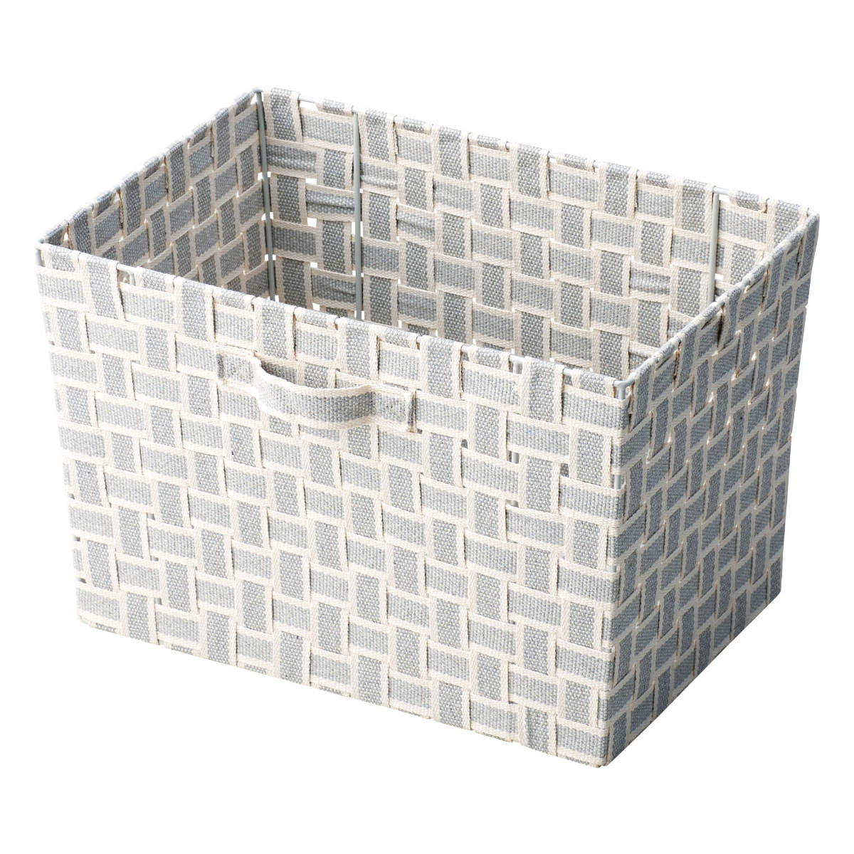 収納ボックス 取っ手付き バスケット フルサイズ 布 幅38×奥行26×高さ25cm ( カラーボックス インナーボックス 収納 ケース ボックス インナーケース 持ち手付き ファブリック 布製 おしゃれ 引き出し ) 【ライトグレー】 ライトグレー