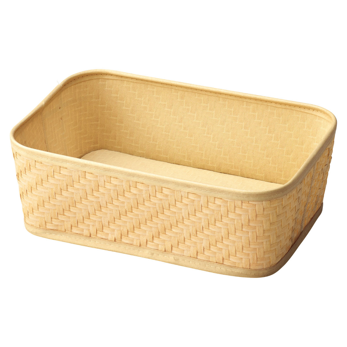 バスケット クローンバンブー 角型 M 洗える 幅38×奥行26×高さ13cm ( かご カゴ 籠 竹 フェイク PE 水洗い 天然素材風 収納 小物収納 収納かご 小物入れ おしゃれ 丈夫 キッチン 洗面所 ランドリー 竹かご風 )
