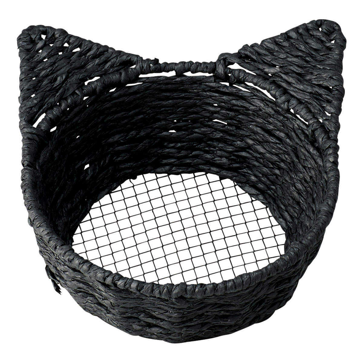 小物入れ ねこかご S ペーパー 直径15×高さ6cm ( 収納 カゴ ねこ型 ねこ 小物収納 収納かご かご 丈夫 ペーパー素材 かわいい 猫 ネコ バスケット 収納ケース インテリア雑貨 見せる収納 小物ケース 収納用品 ) 【ブラック】 ブラック