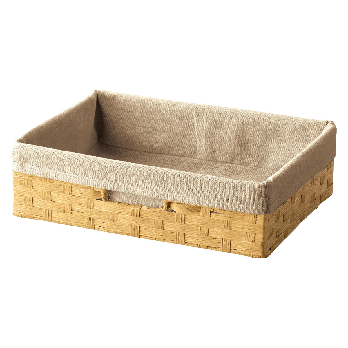 カゴ 収納ボックス ペーパー バスケット 布付き 収納 幅36×奥行26×高さ10cm ( 収納ケース 小物収納 卓上 小物 卓上収納 インナーボックス 棚上収納 ナチュラル かご 籠 カラーボックス 衣類収納 リビング収納 ) 【ベージュ】 ベージュ