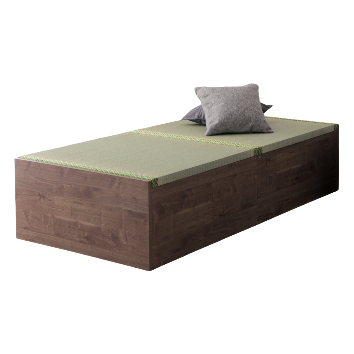 連結ベッド セミダブル ロータイプ 天然い草 小上がり風 日本製 ( ベッド 連結 畳ベッド 小上がり い草 たたみ 収納 すのこ 和モダン ウォールナットブラウン オークナチュラル 低ホルマリン マット ) 【ウォールナットブラウン】 ウォールナットブラウン