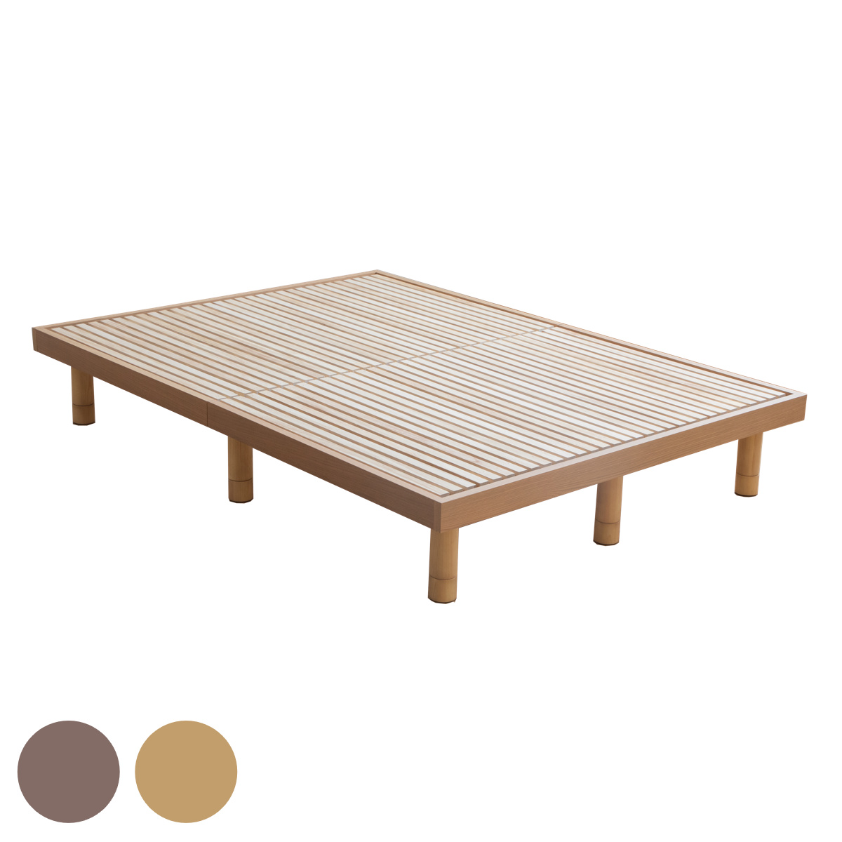 すのこベッド ダブル 桐製 天然木 簡単組立 susu ( ベッド 高さ調節 すのこ 木製 桐 組み立て簡単 ベッドフレーム ステージベッド 4段階 調節 寝具 グレー ナチュラル ) 【グレー】 グレー