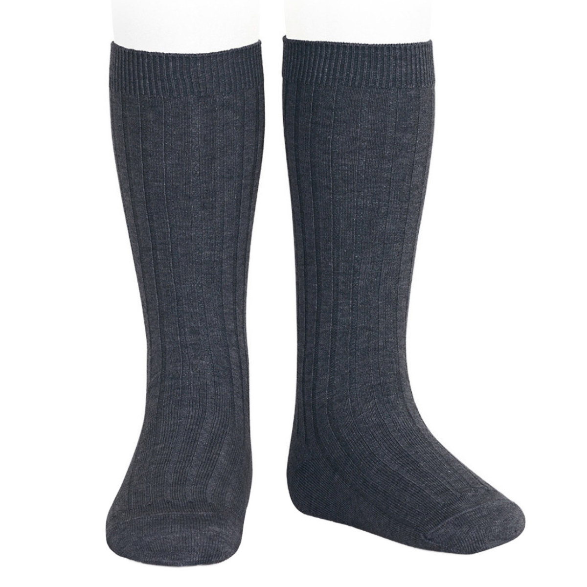 靴下 condor コンドル 14.5~24.5cm ベーシック リブ ニーハイソックス カラー1 ( ソックス 子ども用靴下 子供 くつ下 くつした キッズ ジュニア ハイソックス 丈夫 手触り 肌触り 滑らか スペイン製 おしゃれ ) 【アンスラサイタ 6】 アンスラサイタ 6