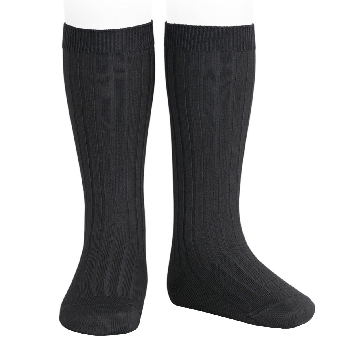 靴下 condor コンドル 14.5~24.5cm ベーシック リブ ニーハイソックス カラー1 ( ソックス 子ども用靴下 子供 くつ下 くつした キッズ ジュニア ハイソックス 丈夫 手触り 肌触り 滑らか スペイン製 おしゃれ ) 【ネグロ 6】 ネグロ 6