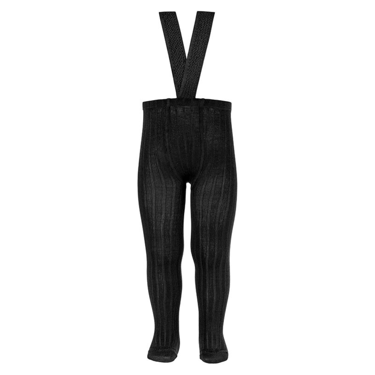 タイツ condor 子供 95~106cm サスペンダー付 リブタイツ ( コンドル キッズタイツ 子供用タイツ 子供用 キッズ サスペンダー リブ 厚手 肩ひも おしゃれ 無地 丈夫 スペイン製 ギフト ) 【ネグロ】 ネグロ