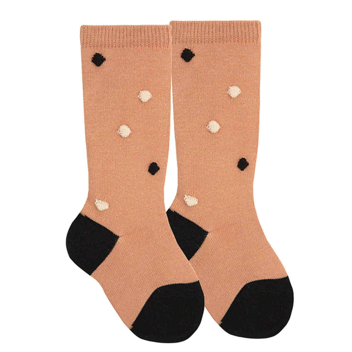 靴下 condor 子供 14.5~19.5cm ボンボン付き ニーソックス ( コンドル 子ども用靴下 キッズ ソックス くつ下 くつした ハイソックス 丈夫 ドット柄 スペイン製 ギフト おしゃれ ) 【ヌガー 6】 ヌガー 6