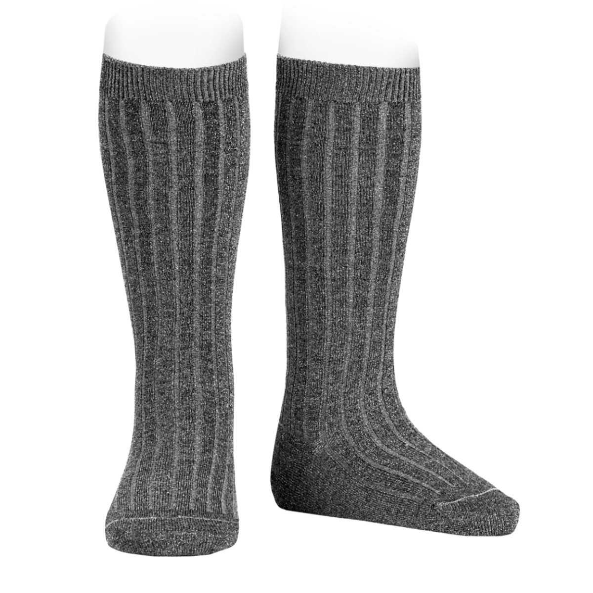 靴下 condor 子供 14.5~24.5cm ブライト リブ ニーソックス ( コンドル ソックス 子ども用靴下 キッズ ジュニア くつ下 くつした リブソックス ハイソックス 丈夫 ラメ スペイン製 おしゃれ ギフト ) 【アンスラサイタ 4】 アンスラサイタ 4