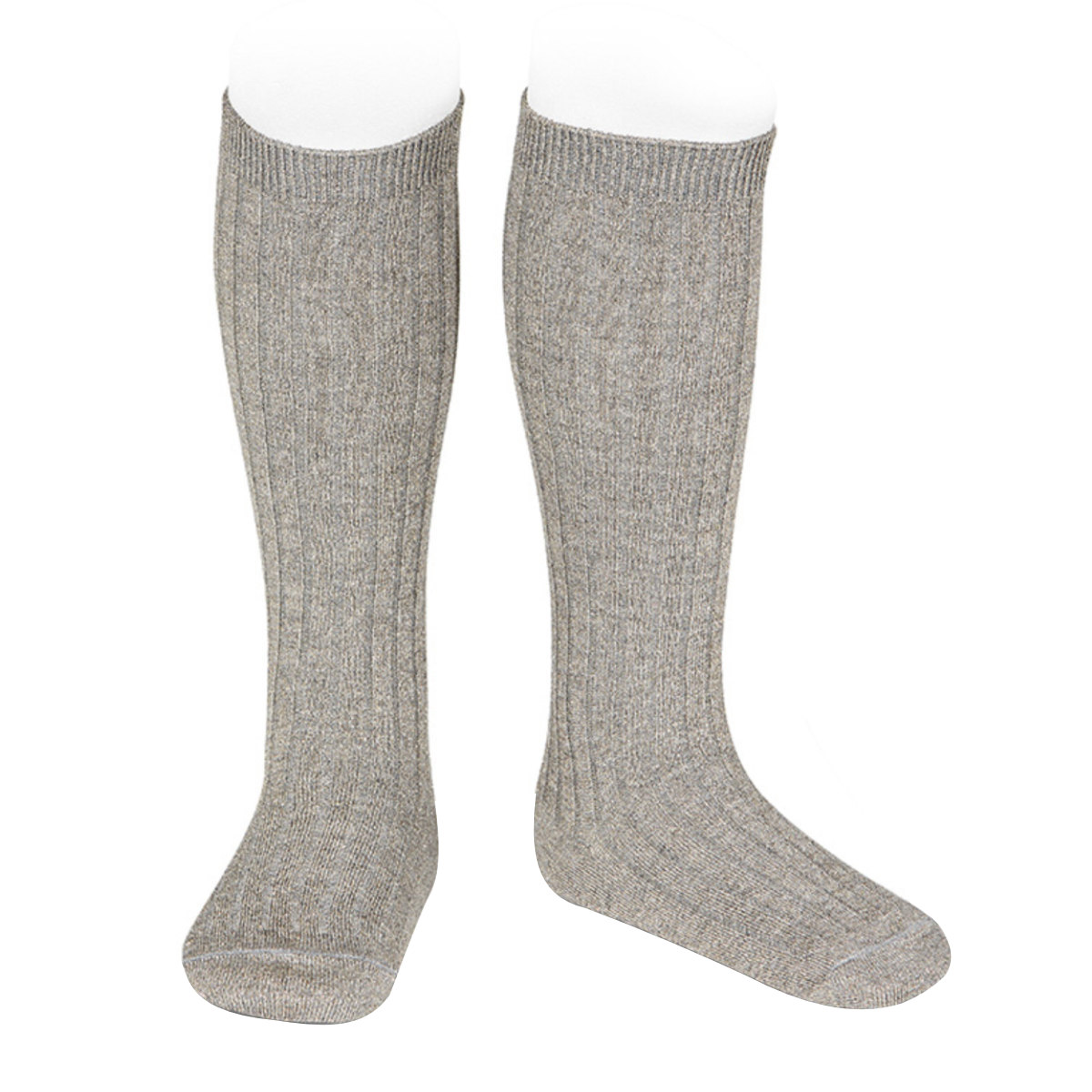 靴下 condor 子供 14.5~24.5cm ブライト リブ ニーソックス ( コンドル ソックス 子ども用靴下 キッズ ジュニア くつ下 くつした リブソックス ハイソックス 丈夫 ラメ スペイン製 おしゃれ ギフト ) 【グリスクラーロ 6】 グリスクラーロ 6