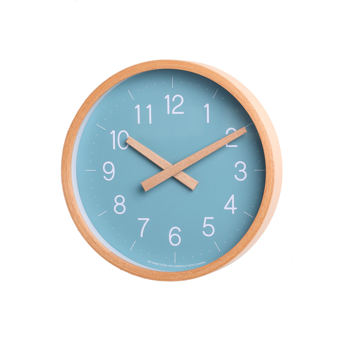 掛け時計 キャンパスウォールクロック Sサイズ 天然木 （ 時計 壁掛け時計 掛時計 壁掛け かけ時計 とけい クロック 木製 北欧 アナログ  インテリア ウォールクロック 木目 ナチュラル シンプル おしゃれ ） 【ブルー】