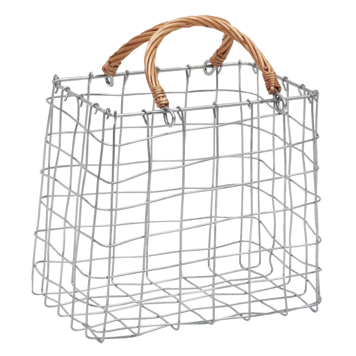 かご デュソール レクトバッグ ワイヤーバスケット 持ち手付き ( バスケット カゴ アイアン 幅23×奥行14×高さ20cm 収納 収納かご 小物収納 見せる収納 ワイヤー おしゃれ ストッカー 柳 天然素材 )
