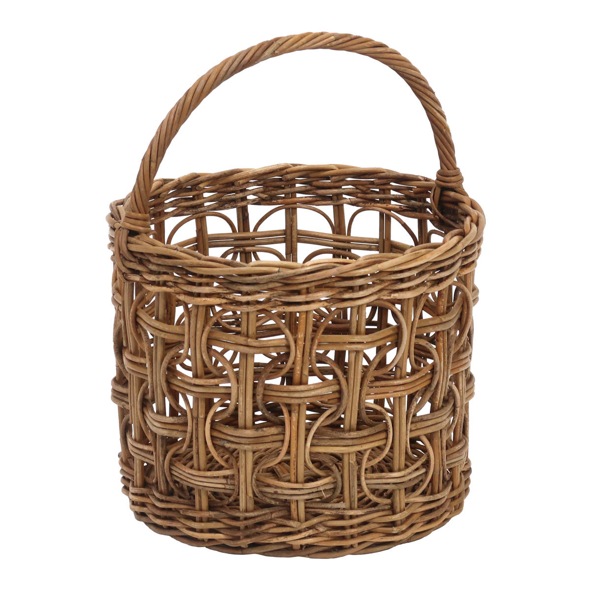 かご アラログ ループ編み ラウンド バスケット 直径25cm ラタン ( 収納 カゴ 天然素材 アジアン雑貨 ハンドメイド 収納かご 籐 小物収納 手編み 小物入れ おしゃれ インテリア 見せる収納 カゴバッグ 飾る )