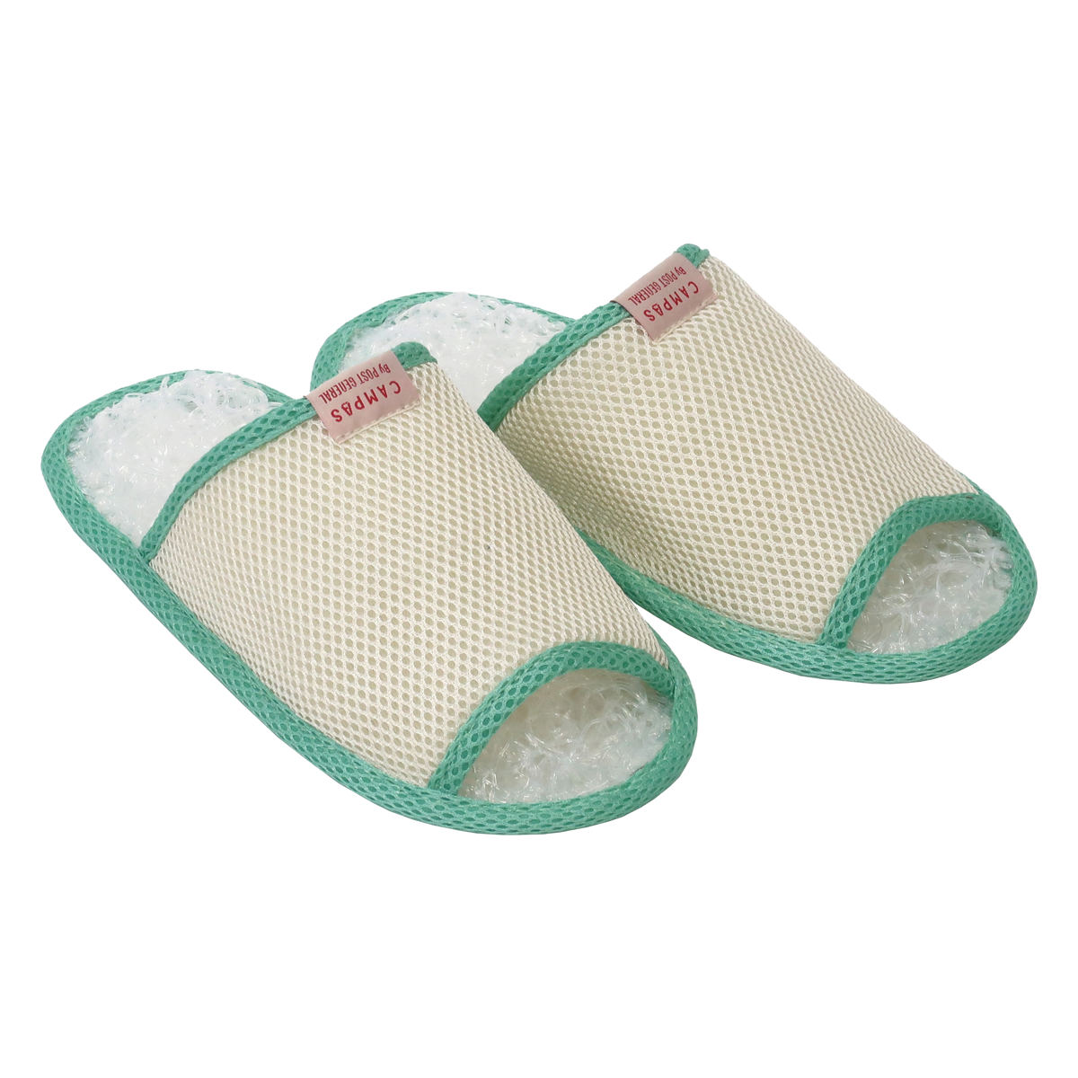 スリッパ キャンパスブリザーブルスリッパ ( ルームシューズ 室内 洗える 収納バッグ付き 室内用 超軽量 メッシュ 軽い 収納バッグ 洗濯可 ユニセックス 夏 前開き 室内履き 涼しい 夏用 手洗い 持ち運び フリーサイズ 丸洗いOK ) 【ミントグリーン】 ミントグリーン