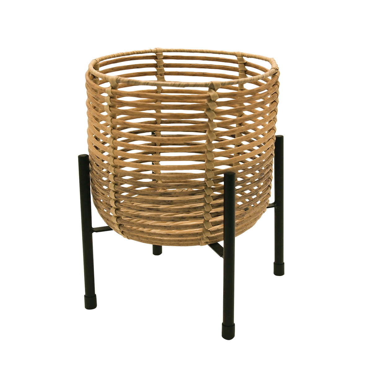 鉢カバー トーク ラウタ フェイクPEPP スタンド付きバスケットラウンド S ( プランターカバー ポットカバー かご カゴ バスケット 収納カゴ 手編み 観葉植物 鉢植え 花 室内 おしゃれ 水洗い 植木鉢カバー 脚付き 5号鉢 丸型 )