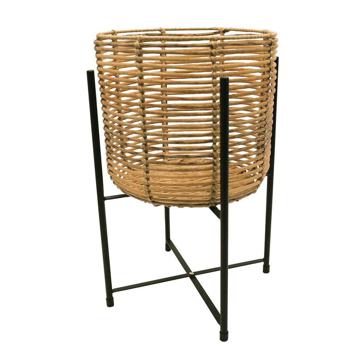 鉢カバー トーク ラウタ フェイクPEPE スタンド付きバスケットラウンドトール M ( プランターカバー ポットカバー かご カゴ バスケット 収納カゴ 手編み 観葉植物 鉢植え 花 室内 おしゃれ 水洗い 植木鉢カバー 脚付き 7号鉢 丸型 )