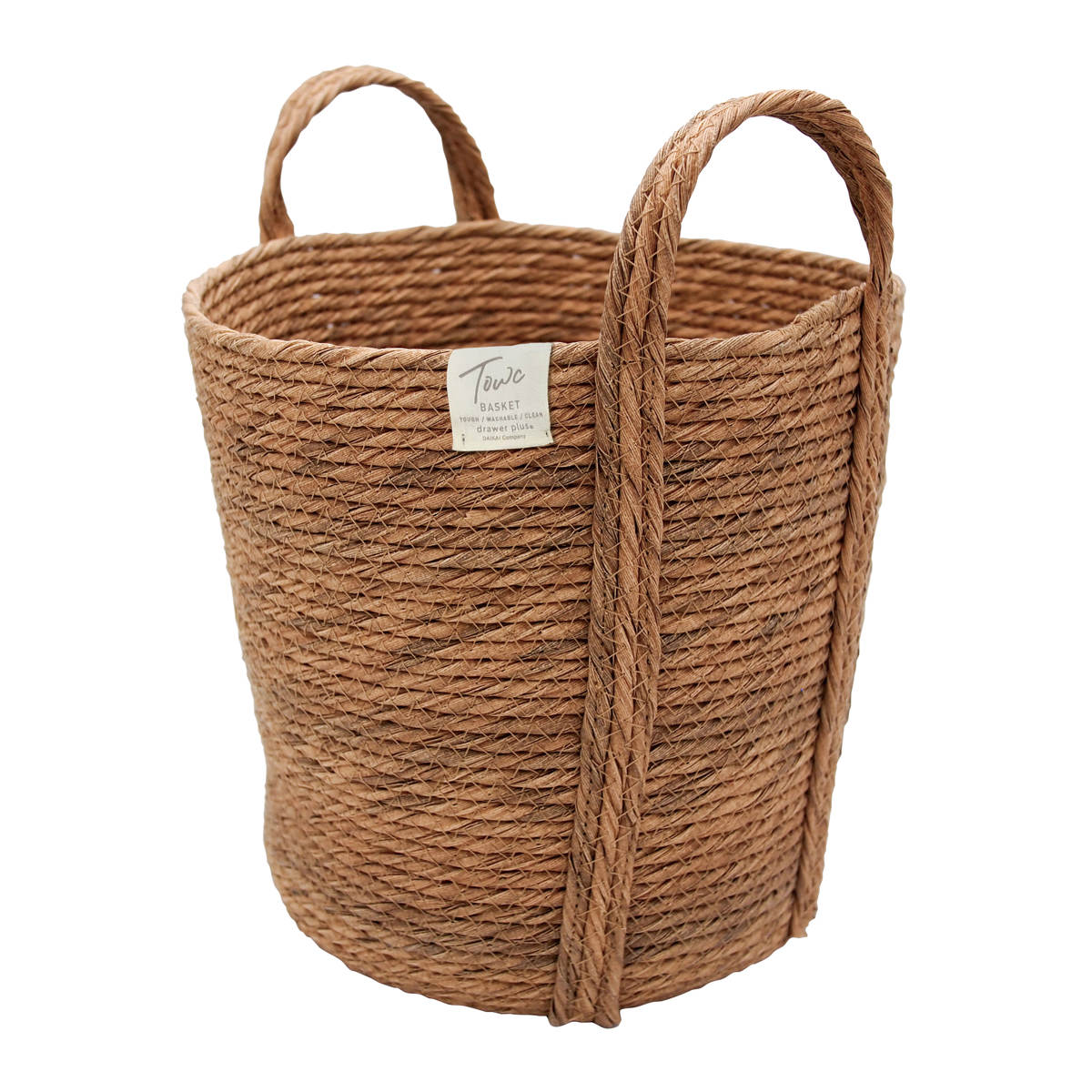 鉢カバーモネ フェイクPE バスケットラウンド L ( プランターカバー ポットカバー かご カゴ バスケット 収納カゴ 小物収納 手編み 観葉植物 鉢植え 花 室内 小物入れ 鉢ポット 水洗い 植木鉢カバー 7号鉢 8号鉢 丸型 ) 【ブラウン】 ブラウン