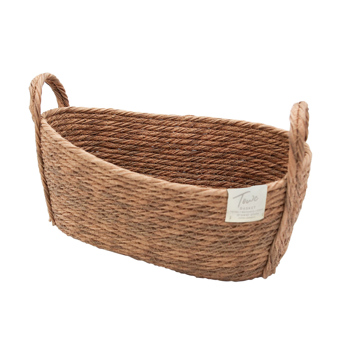 鉢カバーモネ フェイクPE バスケットオーバル S ( プランターカバー ポットカバー かご カゴ バスケット 収納カゴ 小物収納 手編み 観葉植物 鉢植え 花 室内 小物入れ おしゃれポット 鉢ポット 水洗い 植木鉢カバー 楕円型 ) 【ブラウン】 ブラウン