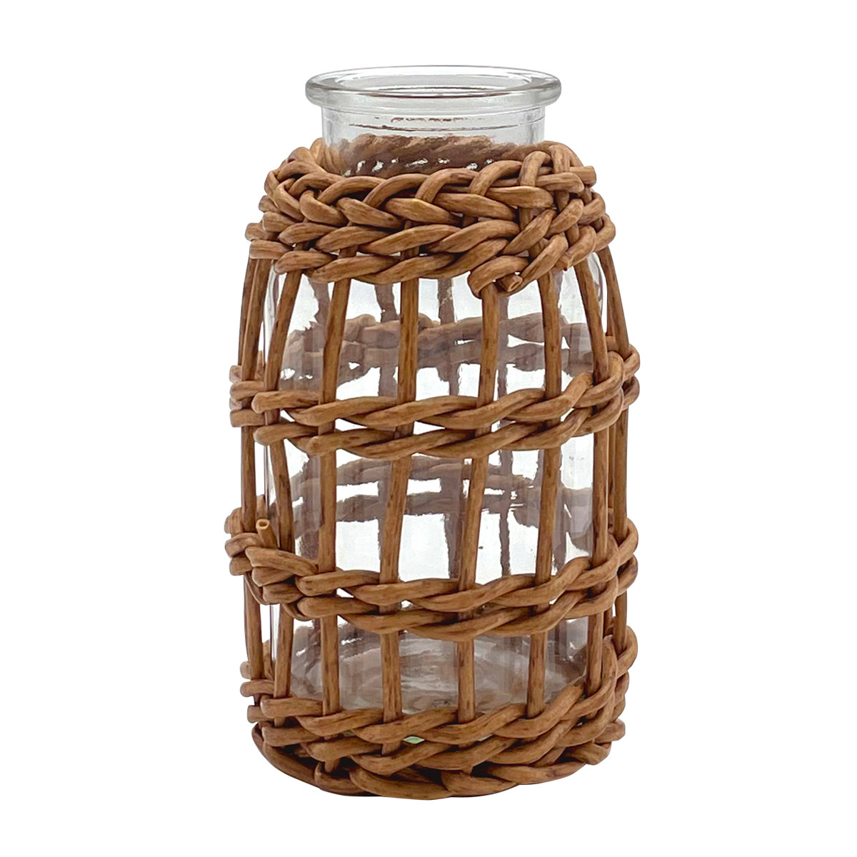 花瓶 ヴァス フェイクPE 柳フラワーベース ミルク瓶型 ( 花ビン 花びん 花器 ベース フラワーベース フラワー 花 飾る 花入れ ガラス ガラス製 クリア 透明 おしゃれ 洗える 天然素材風 一輪挿し )