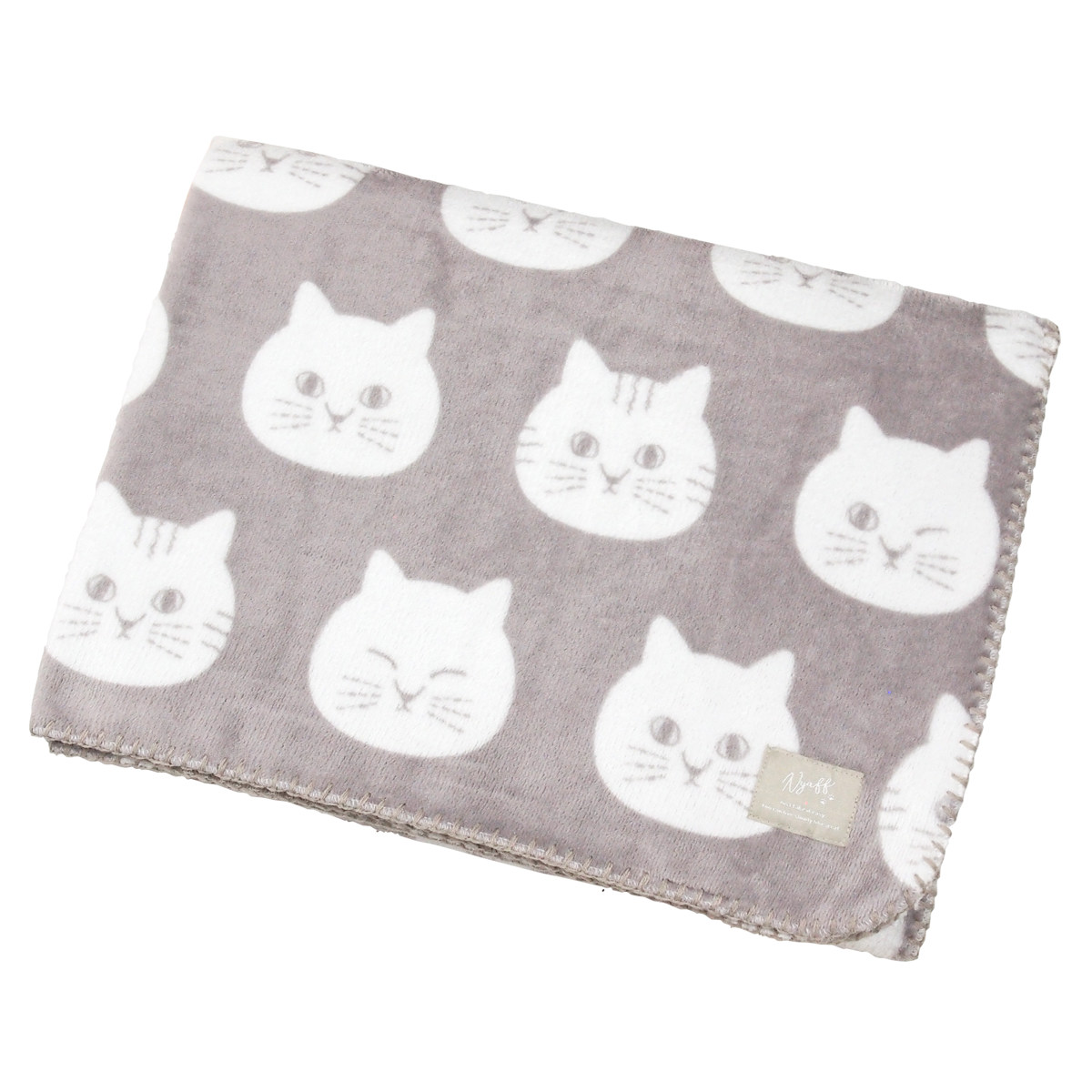 ブランケット にゃふにゃふ 100×150cm ネコ ( 大判 ひざかけ 猫 ボア 毛布 防寒 100×150 ひざ掛け 膝掛 ねこ あったか アニマル 動物 節電 多きめ ふわふわ かわいい ) 【ベージュ】 ベージュ