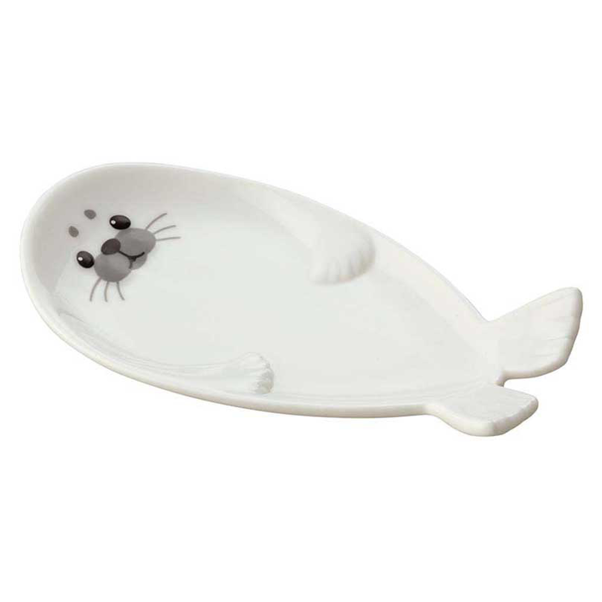 皿 アザラシ小皿 ( 8cm 菓子皿 醤油皿 箸休め 豆皿 陶器 かわいい ほっこり 癒し アザラシ 動物 ) 【ホワイト】 ホワイト