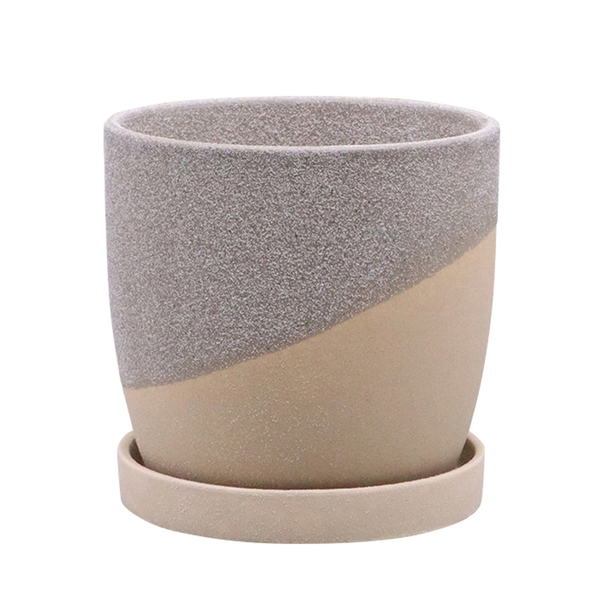 植木鉢 レヒーポット Aタイプ Sサイズ 受け皿付き ( フラワーポット プラントポット プランターポット 鉢 鉢植え 陶器 インテリア 植え替え おしゃれ 観葉植物 多肉植物 サボテン 園芸 受け皿 水抜き穴 ) 【グレー】 グレー