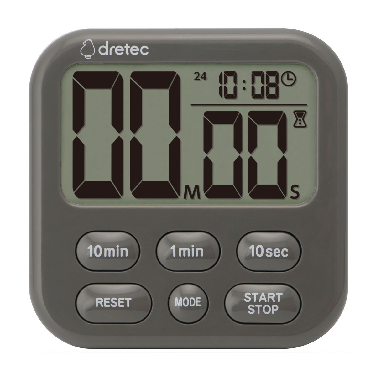 キッチンタイマー シャボン6 デュオ 置き型 壁掛け マグネット付き ドリテック ( dretec デジタル タイマー マグネット スタンド キッチン 料理 学習 勉強 簡単 シンプル 見やすい カウントダウン カウントアップ リピート ) 【ダークグレー】 ダークグレー