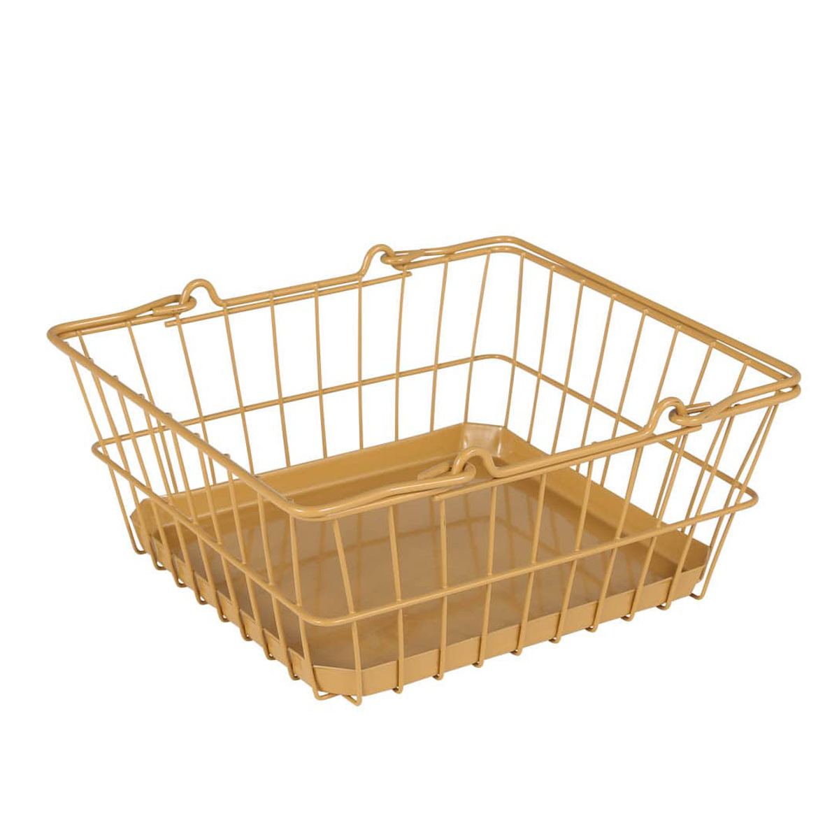 レジかご ダルトン SQUARE BASKET TRAY SAND BEIGE バスケット 幅25.5×奥行23×高さ11.5cm ( DULTON 収納バスケット ワイヤーバスケット かご カゴ 収納 持ち手付き 収納ボックス 収納ケース 小物収納 ディスプレイ おしゃれ )