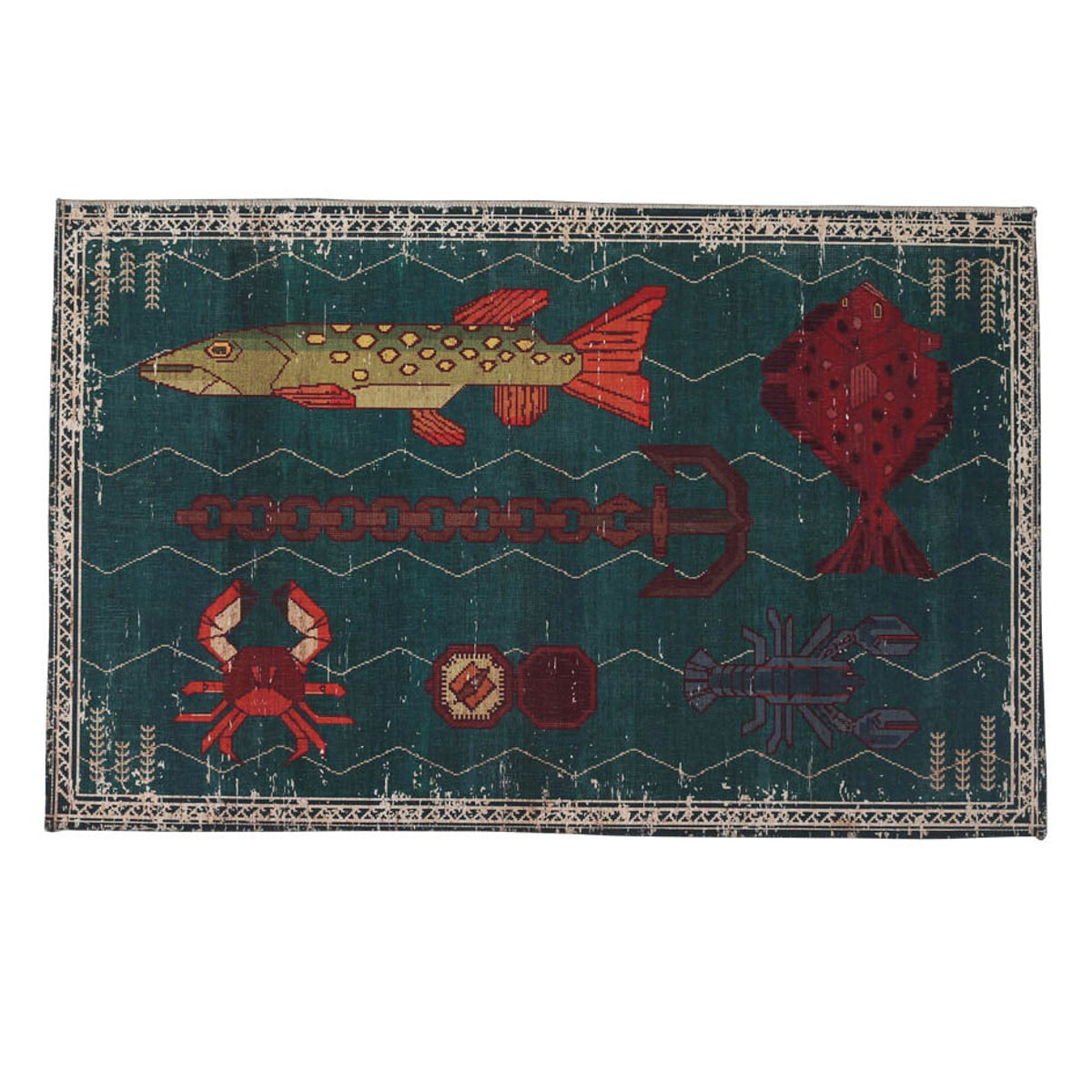 玄関マット 室内 50×80cm DULTON マット ( ラグ 洗える 滑り止め ダルトン ラグマット デザインマット 幅80cm キッチン 玄関 脱衣所 洗面 インテリア 室内用マット おしゃれ ランドリー 敷物 ) 【FISH】 FISH