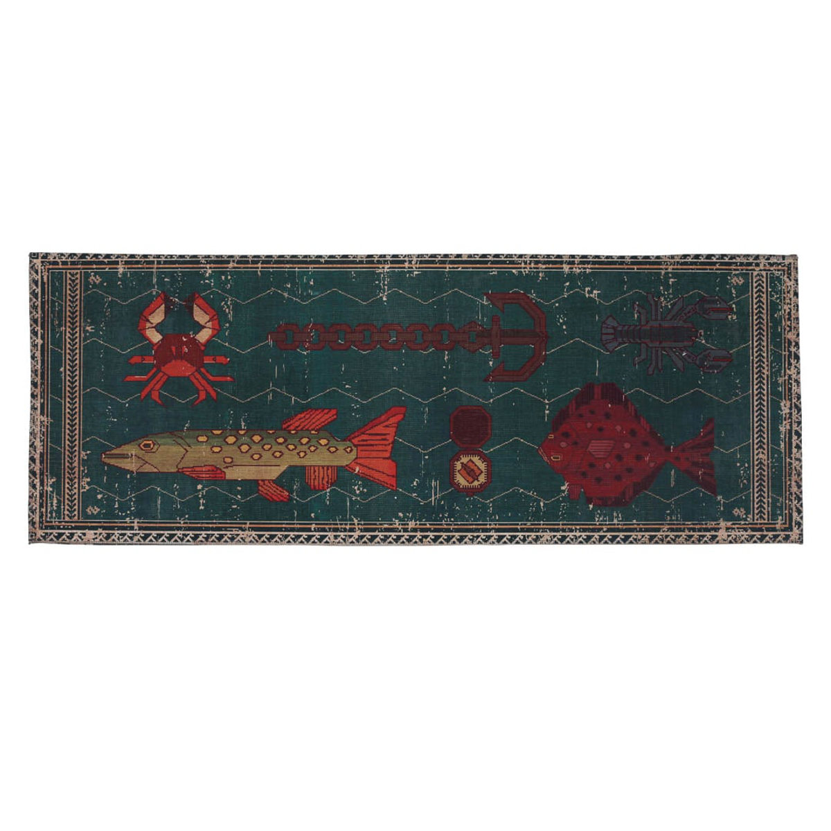 玄関マット 室内 45×120cm DULTON マット ( ラグ 洗える 滑り止め ダルトン ラグマット デザインマット 横長 幅120cm キッチン キッチンマット 玄関 脱衣所 洗面 インテリア 室内用マット おしゃれ ランドリー 敷物 ) 【FISH】 FISH