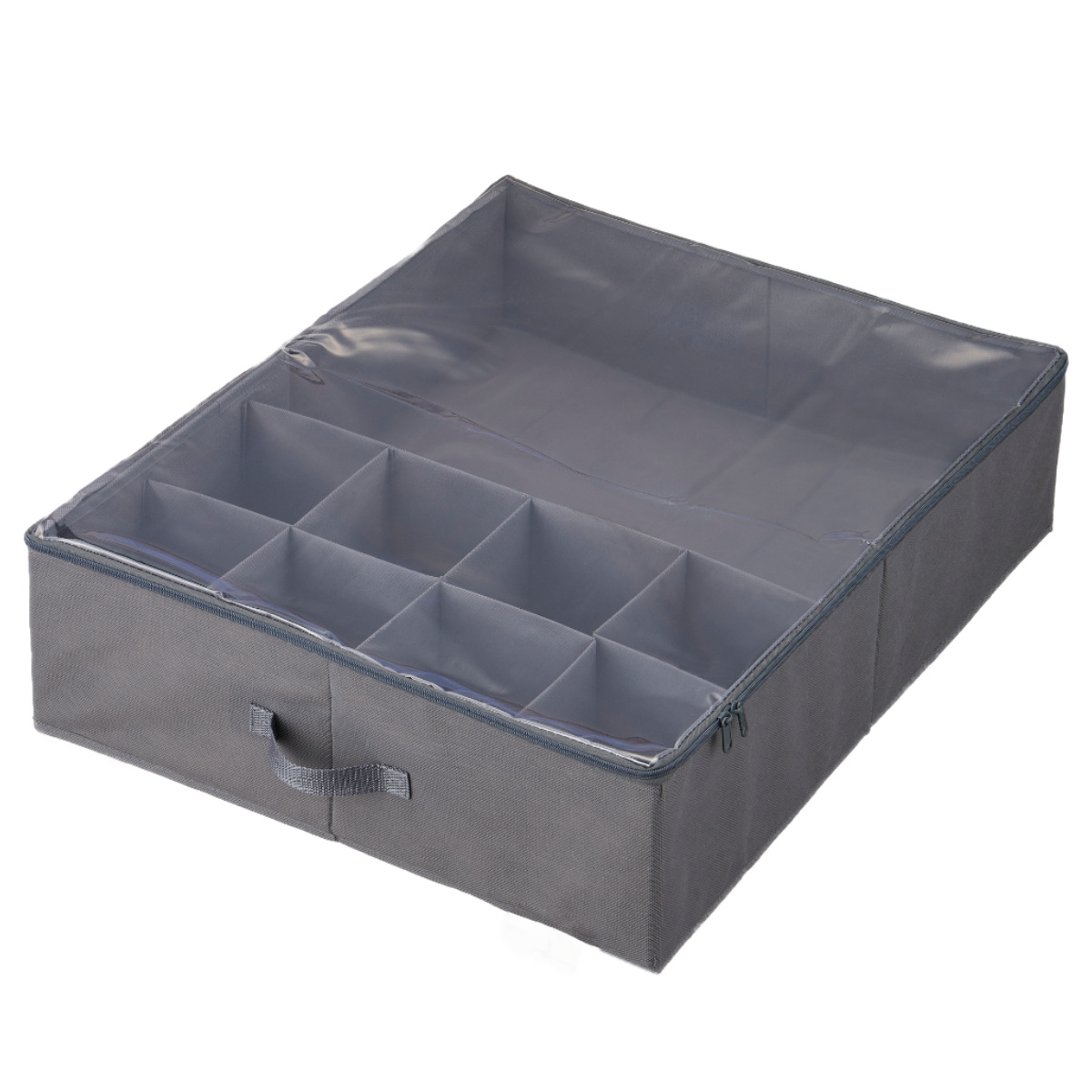 収納ボックス PataPata ベッド下収納 ふた付き 仕切り付き ( 収納ケース 収納 布 ソファ下 ベッド下 隙間収納 すき間 折りたたみ 仕切り フタ付き 衣類 服 布団 シーツ ぬいぐるみ おもちゃ オモチャ 寝室 リビング ベッドルーム ) 【グレー】 グレー